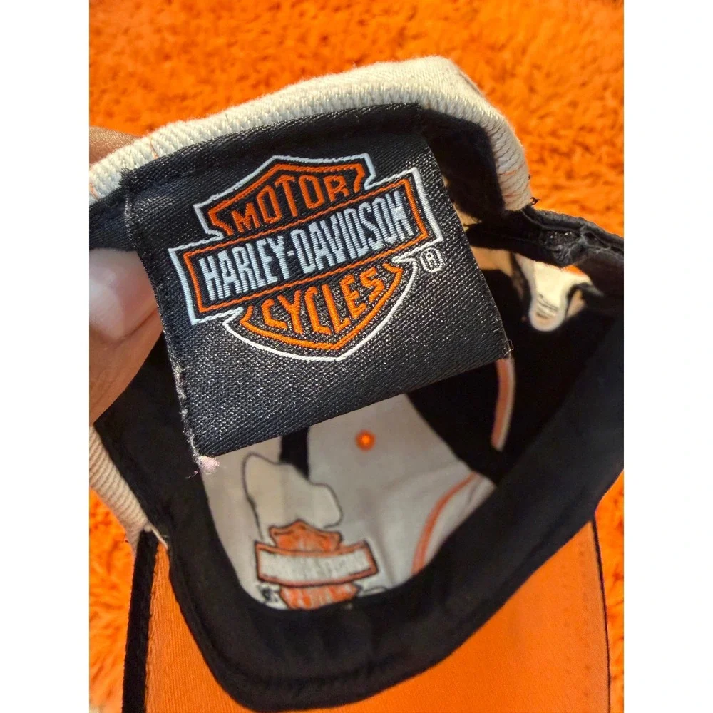 Harley-Davidson Racing Hat Black Orange Cream Embroidered Logo Adjustable Cap